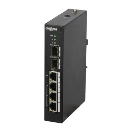 Comprar Dahua DAHUA-1344 PFS4206-4P-120 Switch PoE (máximo 120W) gestionable L2 de gama industrial con 3 puertos Fast Ethernet PoE + 1 puerto uplink Gigabit Ethernet PoE + 2 puertos 1000 Base-X SFP. Admite modo anillo. Temperatura de funcionamiento exten
