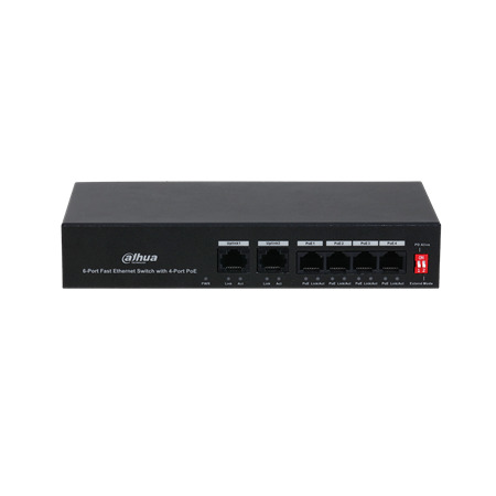 Dahua DAHUA-2646 PFS3006-4ET-36 Switch comercial no gestionable (L2) 4 puertos Fast Ethernet PoE + 2 puertos Uplink Fast Etherne