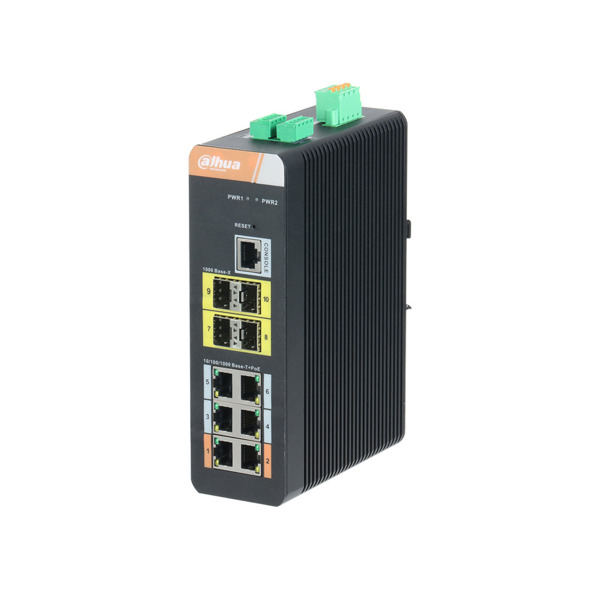 Dahua DAHUA-3339 DH-PFS4410-6GT-DP-V2 Switch Industrial gestionable (L2) de 6 puertos Gigabit Ethernet PoE + 4 puertos 1000Base-