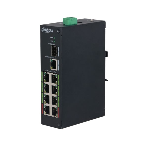 Dahua DAHUA-4065 DH-LR2110-8ET-120-V2 Switch Industrial L2 Dahua. 8 puertos ePoE RJ45 10/100M. 1 puerto RJ45 Uplink Gigabit. 1 p