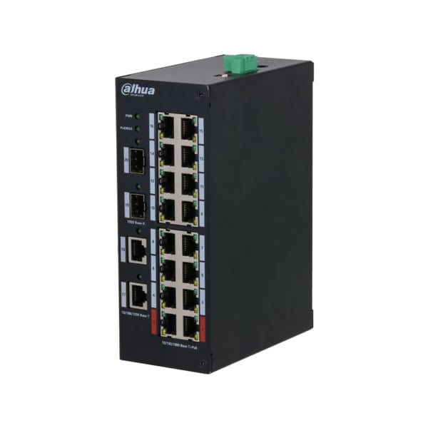 Dahua DAHUA-4257 DH-HS3220-16GT-190 Switch Industrial Dahua. 8 puertos PoE RJ45 Gigabit. 2 puertos RJ45 Uplink Gigabit. 2 puerto