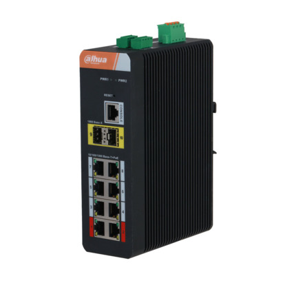 Comprar Dahua DAHUA-4385 DH-IS4210-8GT-120 Switch Industrial Gestionable (L2) Dahua. 8 puertos PoE Gigabit. 2 puertos SFP Gigabit. 1 puerto consola. Los puertos PoE 1 y 2 admiten 90W. Entrega PoE total de 120W. Transmisión PoE de larga distancia de 250 m