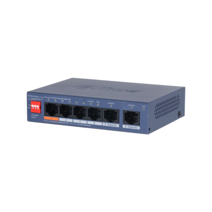 Comprar Dahua DAHUA-4963 DH-CS4006-4GT-60-V2 Switch PoE Dahua Serie CS4000. 6 puertos Gigabit, de los cuales 4 son PoE con entrega PoE total de 60 W. Gestio?n local vía web o en la nube con DoLynk Care. Compatible con PoE 802.3af/at y Hi-PoE. Incluye PoE