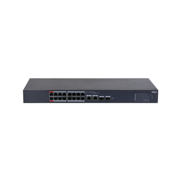 Dahua DAHUA-4965 DH-CS4218-16ET-135-V2 Switch Smart Managed Dahua. 16 puertos PoE y 2 combo RJ45/SFP. Entrega PoE total de 135W