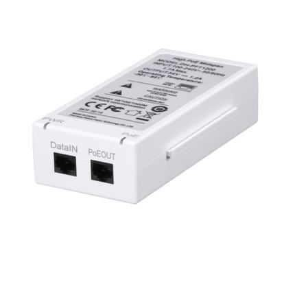 Comprar Dahua DAHUA-959 PFT1200 Inyector High PoE tipo Midspan. Admite instalación en cascada mediante extensores PoE DAHUA-903. Máximo 300 metros.