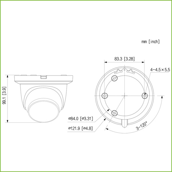 Dahua HAC-HDW1231TMQ-A-0280B MiniDomo HDCVI 4EN1 2M 1080P WDR Starlight IR60m 2.8mm IP67 MIC Quick-to-install (2)