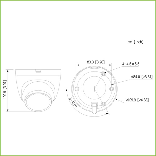 Dahua HAC-HDW1231TQ-A-0280B MiniDomo HDCVI 4EN1 2M 1080P WDR Starlight IR40m 2.8mm IP67 MIC Quick-to-install (2)