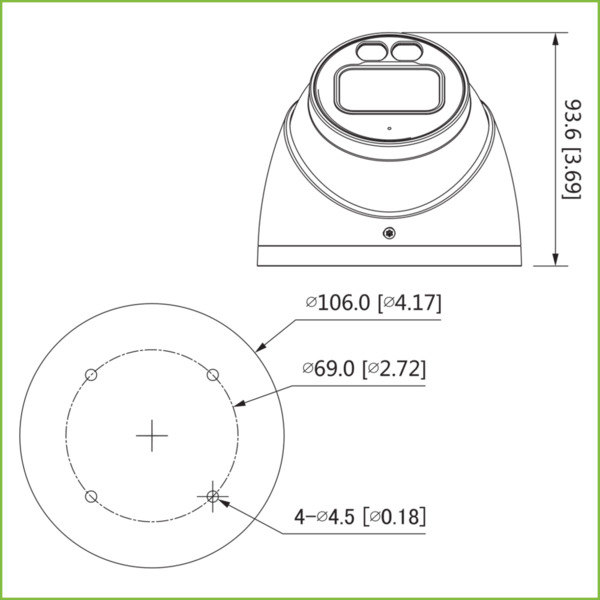 Dahua HAC-HDW1239T-A-LED-0280B MiniDomo HDCVI 4EN1 2M 1080P FULL COLOR 2.0 WDR Starlight LED40m 2.8mm IP67 MIC (1)