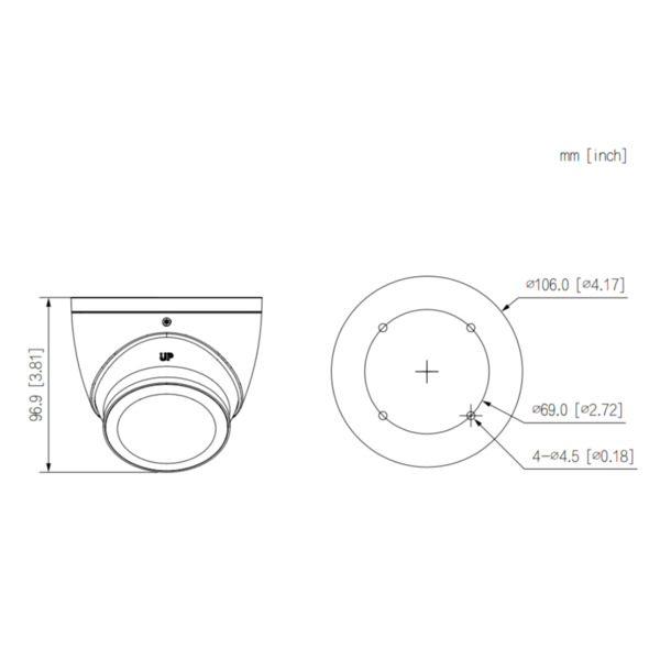 Dahua HAC-HDW1509T-LED-0360B-S3 MiniDomo HDCVI 4EN1 5M FULL COLOR WDR Starlight+ LED40m 3.6mm IP67 (1)