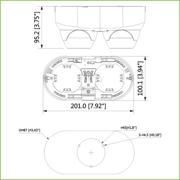 Dahua HAC-HDW2241M-E2 MiniDomo HDCVI 2M de Doble Lente DN ICR WDR Starlight IR30m 0Lux 3.6mm IP67 AUDIO Broadcast (1)