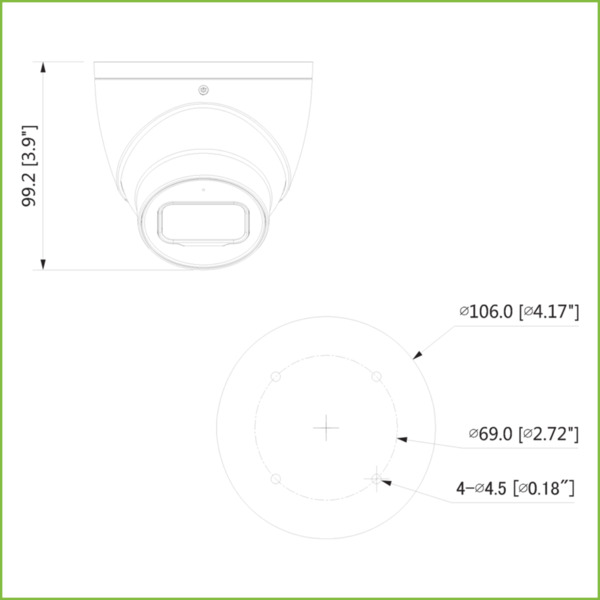 Dahua HAC-HDW2249T-A MiniDomo HDCVI 4EN1 2M 1080P FULL COLOR WDR Starlight 3.6mm IP67 AUDIO MIC (1)
