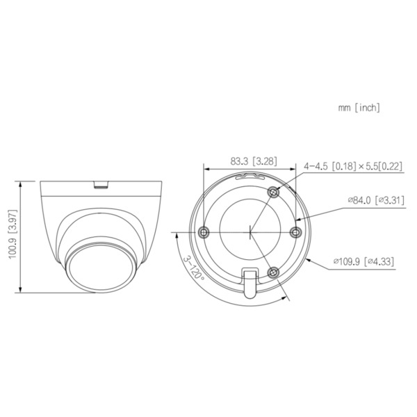 Dahua HAC-HDW2501TQ-A-0280B-S2 MiniDomo HDCVI 4EN1 5M WDR Starlight IR40m 2.8mm IP67 MIC Quick-to-install (2)