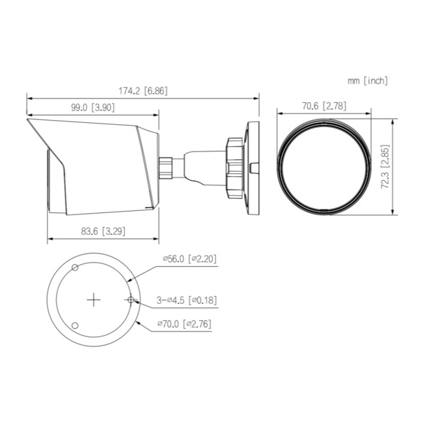 Dahua HAC-HFW1239T-LED-0360B-S3 Tubular HDCVI 4EN1 2M 1080P FULL COLOR WDR Smart Light+ LED30m 3.6mm IP67 (3)