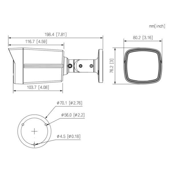 Dahua HAC-HFW1239TLM-IL-A-0280B Tubular HDCVI 4EN1 2M 1080P FULL COLOR WDR Iluminación Dual LED40m/IR40m 2.8mm IP67 MIC (1)