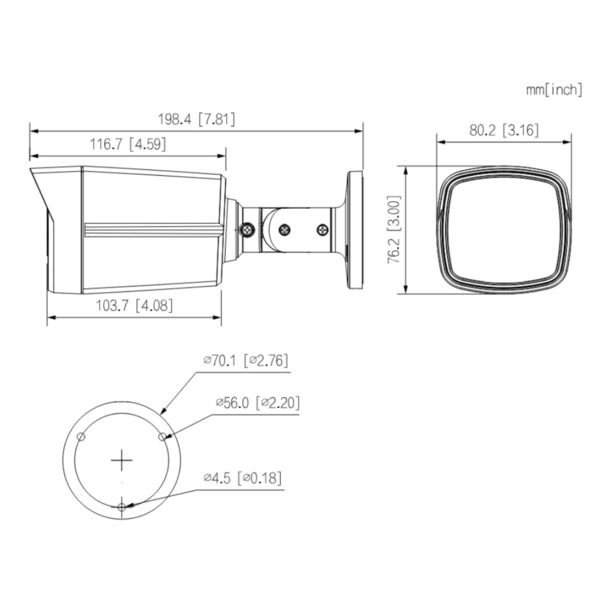 Dahua HAC-HFW1239TLM-LED-0280B Tubular HDCVI 4EN1 2M 1080P FULL COLOR 2.0 Starlight LED40m 2.8mm IP67 (1)