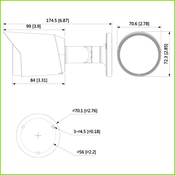 Dahua HAC-HFW1509T-LED Tubular HDCVI 4EN1 5M FULL COLOR 2.0 WDR Starlight LED20m 3.6mm IP67 (1)
