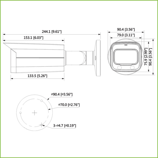 Dahua HAC-HFW2249T-I8-A-LED Tubular HDCVI 4EN1 2M 1080P FULL COLOR WDR Starlight LED40m 3.6mm IP67 AUDIO MIC (1)
