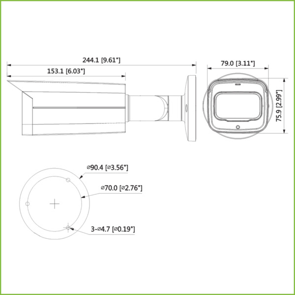 Dahua HAC-HFW2249T-I8-A Tubular HDCVI 4EN1 2M 1080P FULL COLOR WDR Starlight 3.6mm IP67 AUDIO MIC (1)