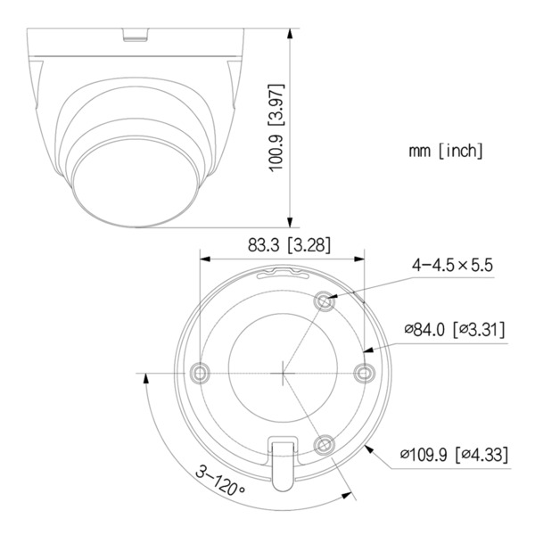 Dahua HAC-ME1809TQ-A-PV-0280B-S2 Domo HDCVI TiOC 2.0 4EN1 4K WDR IR40m 2.8mm IP67 Disuasión activa Quick-to-install (1)