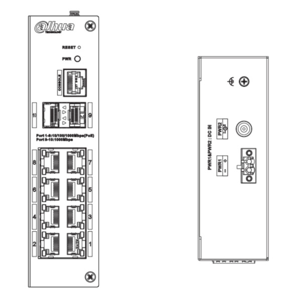 Dahua HS4210-8GT-110 Switch Hardened PoE 8 puertos Gigabit +2SFP Gigabit 110W Gestionable Layer2 (2)
