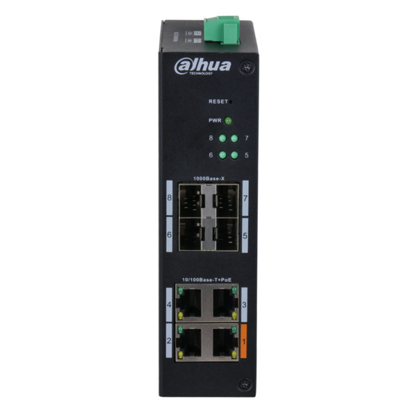 Dahua HS4408-4ET-60 Switch Hardened PoE 4 puertos 10/100 +4SFP Gigabit 60W Gestionable Layer2 (1)