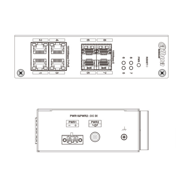 Dahua HS4408-4ET-60 Switch Hardened PoE 4 puertos 10/100 +4SFP Gigabit 60W Gestionable Layer2 (4)