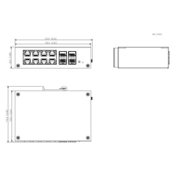 Dahua HS4412-8ET-96 Switch Hardened PoE 8 puertos 10/100 +4SFP Gigabit 96W Gestionable Layer2 (3)