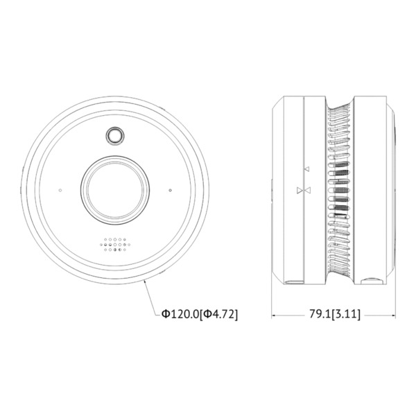 Dahua HY-SAV849HA-E Cámara circular IP 5M DN WDR90dB 3DNR IR20m 2.0mm AUDIO MIC E/S con detección de humo e incendio AI (3)
