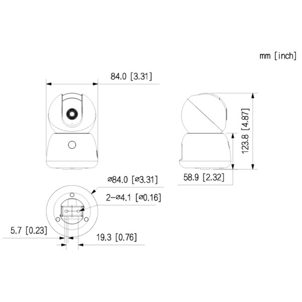 Dahua IPC-H5B-0280B Cubo PT IP H265 5M DN IR10m 2.8mm WiFi SD 5V MIC/Altavoz (3)