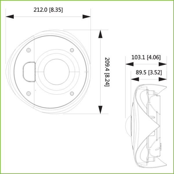 Dahua IPC-HCBW8442 Domo CORNER IP H265 AI 4M DN SMART WDR140dB Starlight IVS IR10m 2.5mm IK10+50J IP67 PoE SD MIC (1)