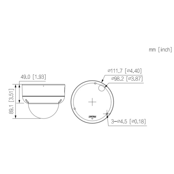 Dahua IPC-HDBW3449E-AS-IL-0280B Domo IP H265 4M WDR Iluminación Dual LED40m/IR40m 2.8mm IK10 IP67 PoE SD AUDIO MIC E/S AI (1)
