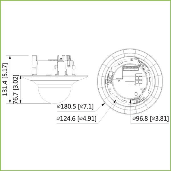 Dahua IPC-HDPW5541G-Z Domo IP insertado H265 AI 5M DN WDR Starlight IR40m 2.7-13.5VFM PoE SD AUDIO E/S (1)