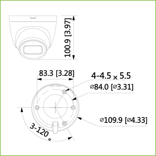 Dahua IPC-HDW2230T-AS-S2-B MiniDomo IP H265 2M DN SMART Starlight IVS IR30m 2.8mm IP67 PoE SD MIC color negro (2)