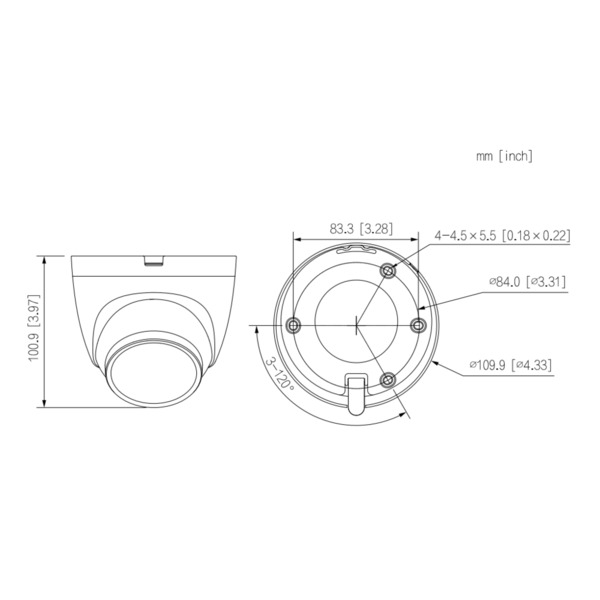 Dahua IPC-HDW2441T-S-0280B MiniDomo IP H265 4M DN WDR 3DNR Starlight IR30m 2.8mm IP67 PoE SD MIC AI (2)