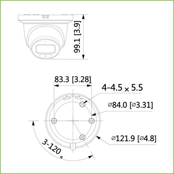 Dahua IPC-HDW3549TM-AS-LED-0280B MiniDomo IP H265 AI 5M FULL COLOR WDR IVS SMD LED30m 2.8mm IP67 PoE SD MIC (1)