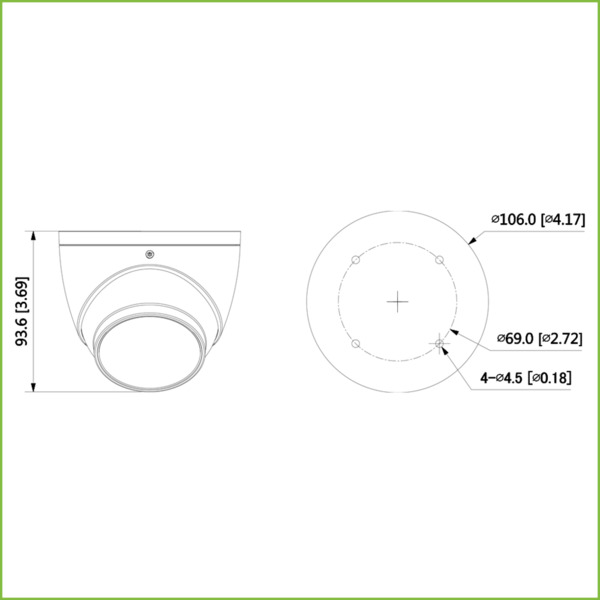 Dahua IPC-HDW3841EM-AS MiniDomo IP H265 AI 8M 4K DN SMART WDR Starlight IVS SMD IR30m 2.8mm IP67 IK10 PoE MIC (1)