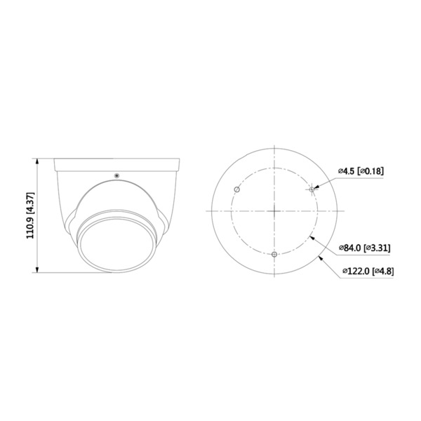 Dahua IPC-HDW3849H-AS-PV-0280B-S5 MiniDomo IP TiOC 3.0 H265 8M WDR Iluminación Dual LED30m/IR30m 2.8mm IP67 PoE MIC AUDIO E/S AI (1)