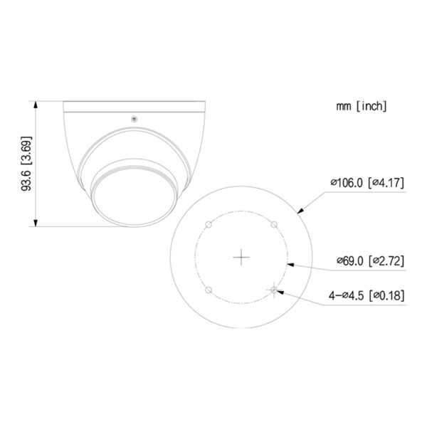 Dahua IPC-HDW5241TM-ASE MiniDomo IP H265 2M DN SMART WDR Starlight IVS IR30m 2.8mm IP67 PoE SD MIC AI (1)