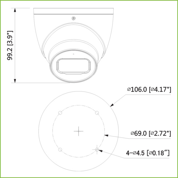 Dahua IPC-HDW5442TM-ASE MiniDomo IP H265 AI 4M DN WDR140dB Starlight+ IR50m 2.8mm IP67 PoE MIC (1)