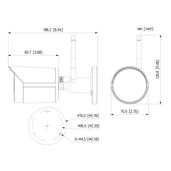 Dahua IPC-HFW1230DS-SAW Tubular IP H265 2M DN dWDR 3DNR IR30m 3.6mm IP67 SD MIC WiFi (2)