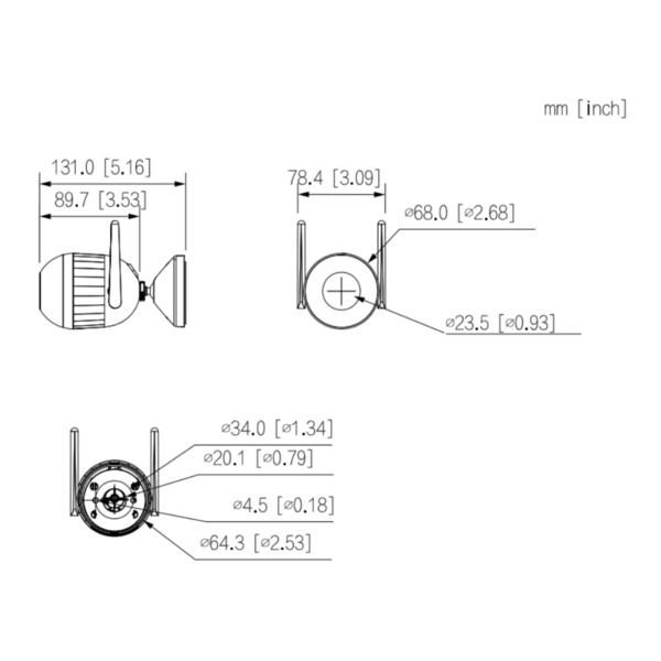 Dahua IPC-HFW1239DQ-PV-STW-0280B F2C-PV - Tubular IP H265 2M FULL COLOR Iluminación Dual LED30m/IR30m 2.8mm IP67 MIC/Altavoz WiF (1)