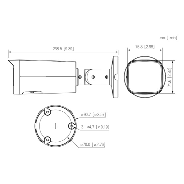 Dahua IPC-HFW2241T-ZAS Tubular IP H265 2M WDR Starlight IR60m 2.7-13.5VFM IP67 PoE SD AUDIO MIC E/S AI (3)