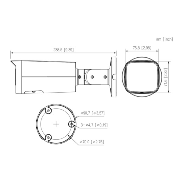 Dahua IPC-HFW2441T-ZS Tubular IP H265 4M WDR Starlight IR60m 2.7-13.5VFM IP67 PoE SD MIC AI (3)