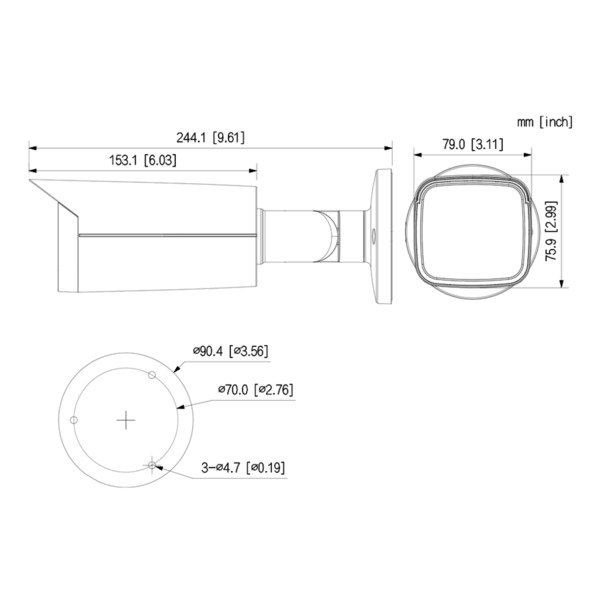Dahua IPC-HFW3441T-ZAS-S2 Tubular IP H265 4M DN WDR Starlight IVS SMD IR60m 2.7-13.5VFM IP67 PoE SD AUDIO MIC E/S AI (1)