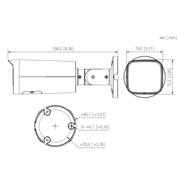 Dahua IPC-HFW3449T-ZAS-IL Tubular IP 4M H265 FULL COLOR WDR Iluminación Dual LED60m/IR60m 2.7-13.5mm IP67 PoE AUDIO MIC E/S AI (1)
