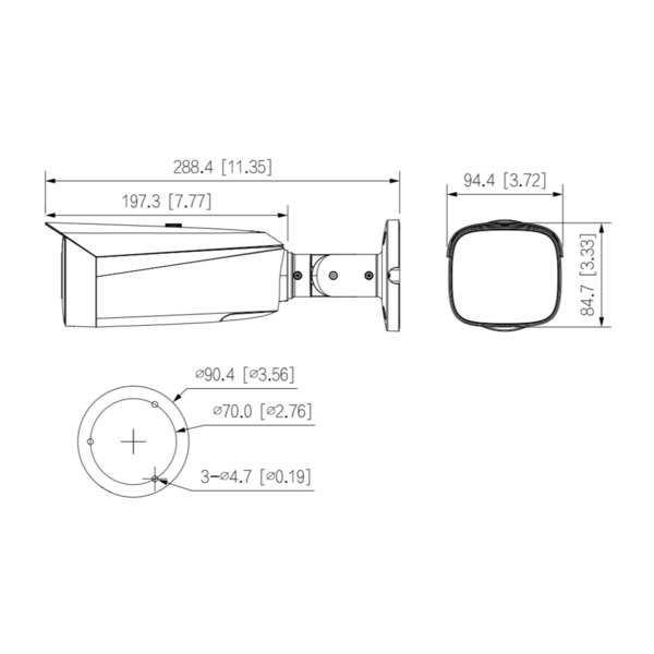 Dahua IPC-HFW3449T1-AS-PV-0360B-S5 Tubular IP TiOC 3.0 H265 4M WDR Iluminación Dual LED30m/IR30m 3.6mm IP67 PoE AUDIO MIC/Altavo (2)