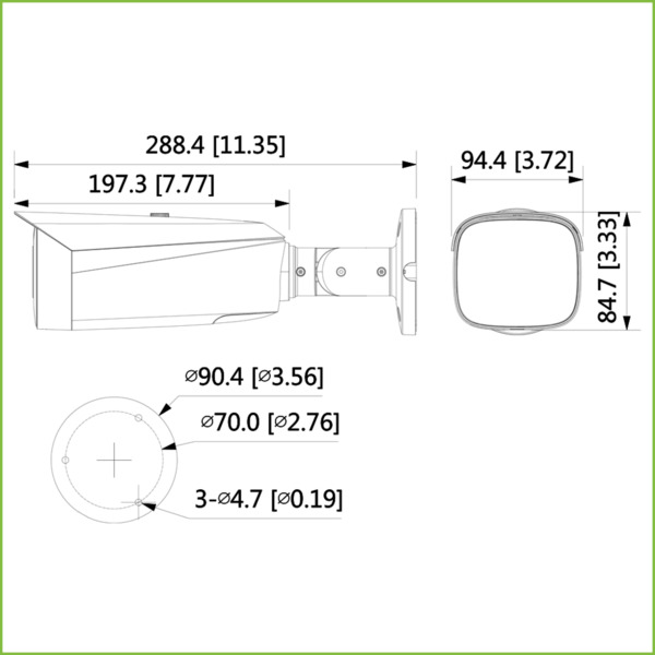 Dahua IPC-HFW3449T1-AS-PV-S3 Tubular IP TiOC 2.0 H265 4M WDR IVS SMD Iluminación Dual LED30m/IR30m 2.8mm IP67 PoE MIC AUDIO E/S (1)