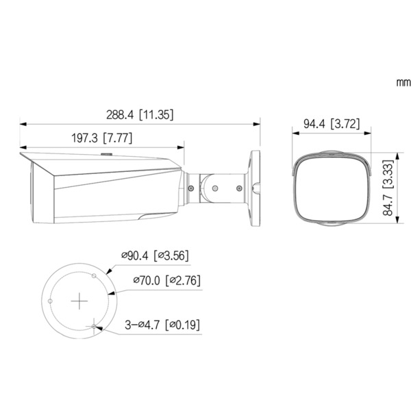 Dahua IPC-HFW3449T1-ZAS-PV-S5-B Tubular IP TiOC 3.0 H265 4M WDR Iluminación Dual LED40m/IR50m 2.7-13.5VFM IP67 PoE MIC AUDIO E/S (1)