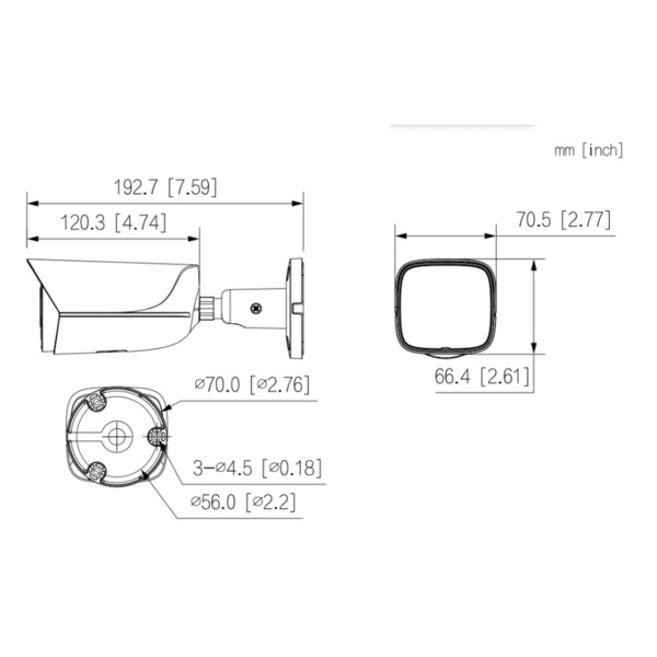 Dahua IPC-HFW3541E-AS-0360B-S2 Tubular IP H265 5M WDR Starlight IR50m 3.6mm IP67 PoE SD AUDIO MIC E/S AI (2)