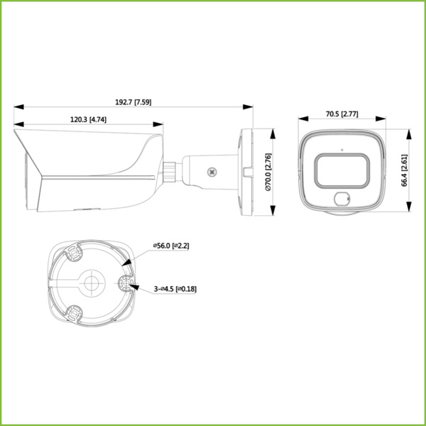 Dahua IPC-HFW3549E-AS-LED-0360B Tubular IP H265 5M FULL COLOR WDR IVS SMD LED30m 3.6mm IP67 PoE SD MIC AUDIO E/S AI (1)